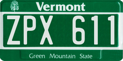 VT license plate ZPX611
