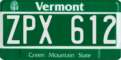 VT license plate ZPX612