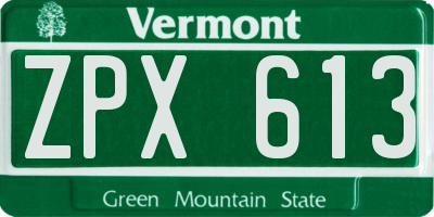 VT license plate ZPX613