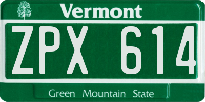 VT license plate ZPX614