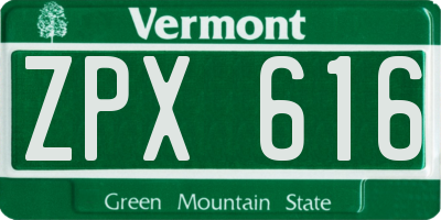 VT license plate ZPX616