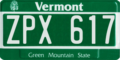 VT license plate ZPX617