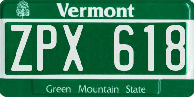 VT license plate ZPX618