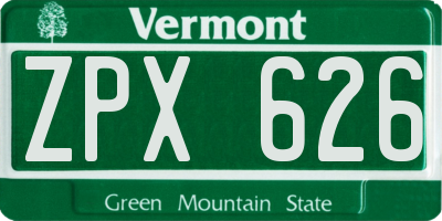 VT license plate ZPX626