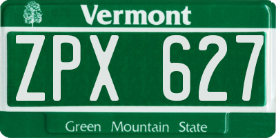 VT license plate ZPX627