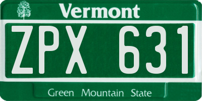 VT license plate ZPX631