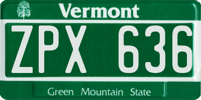 VT license plate ZPX636