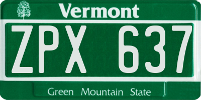 VT license plate ZPX637