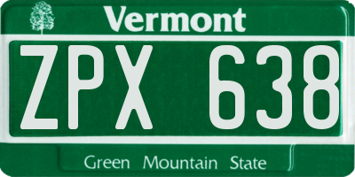 VT license plate ZPX638