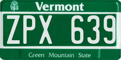 VT license plate ZPX639