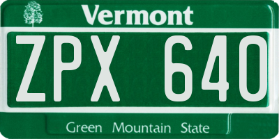 VT license plate ZPX640