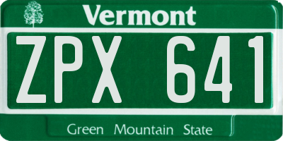VT license plate ZPX641