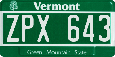 VT license plate ZPX643