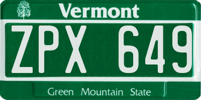 VT license plate ZPX649