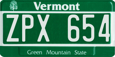 VT license plate ZPX654