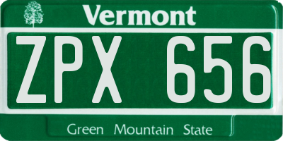 VT license plate ZPX656