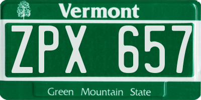 VT license plate ZPX657