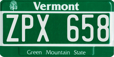 VT license plate ZPX658