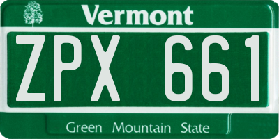 VT license plate ZPX661