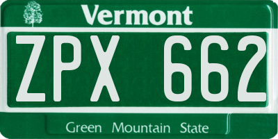 VT license plate ZPX662