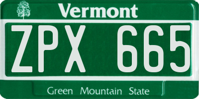 VT license plate ZPX665