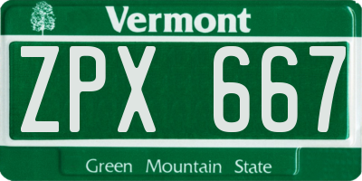 VT license plate ZPX667