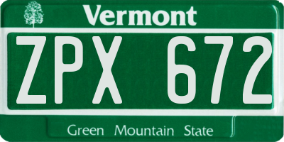 VT license plate ZPX672
