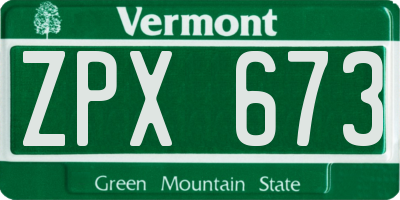 VT license plate ZPX673