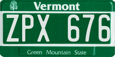 VT license plate ZPX676