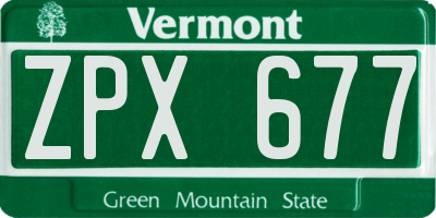 VT license plate ZPX677