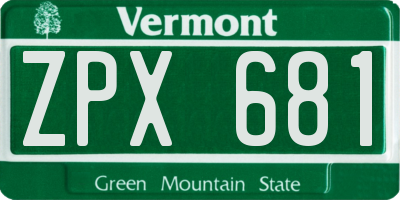 VT license plate ZPX681