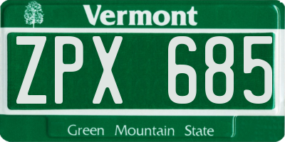 VT license plate ZPX685