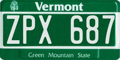 VT license plate ZPX687