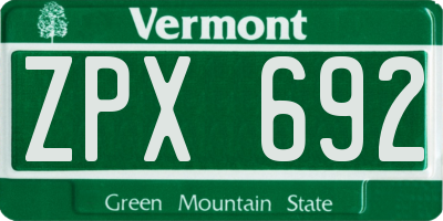 VT license plate ZPX692