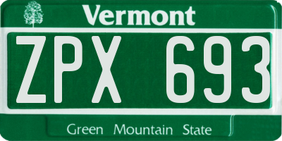 VT license plate ZPX693