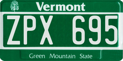 VT license plate ZPX695