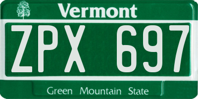 VT license plate ZPX697