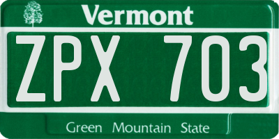 VT license plate ZPX703