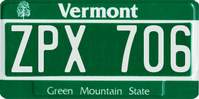 VT license plate ZPX706