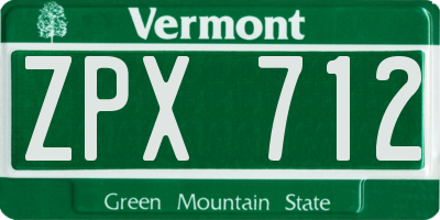 VT license plate ZPX712