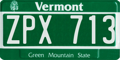 VT license plate ZPX713