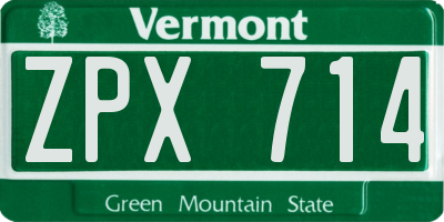 VT license plate ZPX714