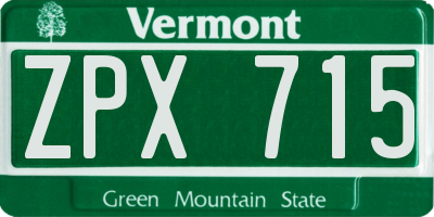 VT license plate ZPX715