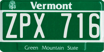 VT license plate ZPX716