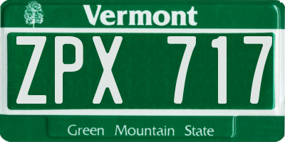 VT license plate ZPX717