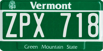 VT license plate ZPX718