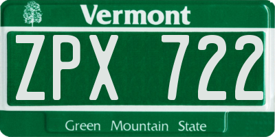 VT license plate ZPX722