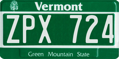 VT license plate ZPX724