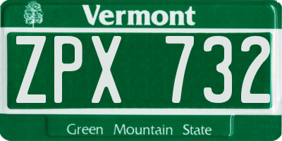 VT license plate ZPX732