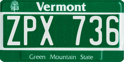 VT license plate ZPX736